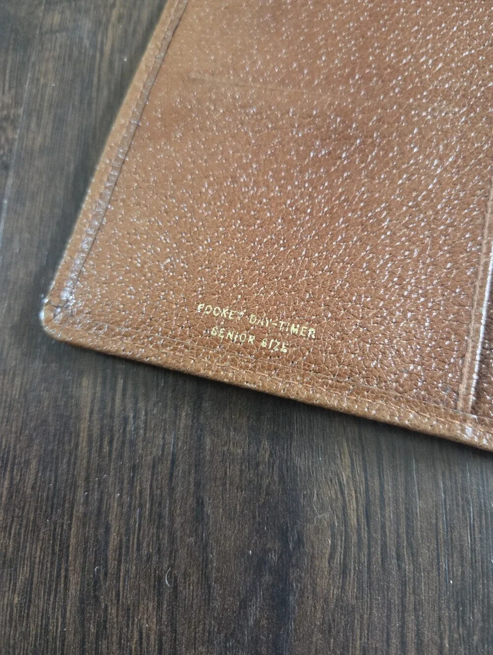 Vintage Pocket Day-Timer Senior Size Brown Pigskin Leather Planner Cover Organiz